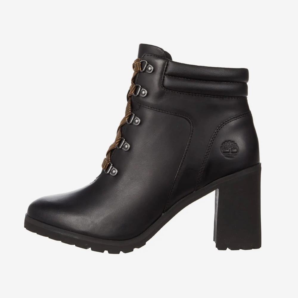 NWT Timberland Allington Boots Black Leather Heels Winter Classy Laces 6.5